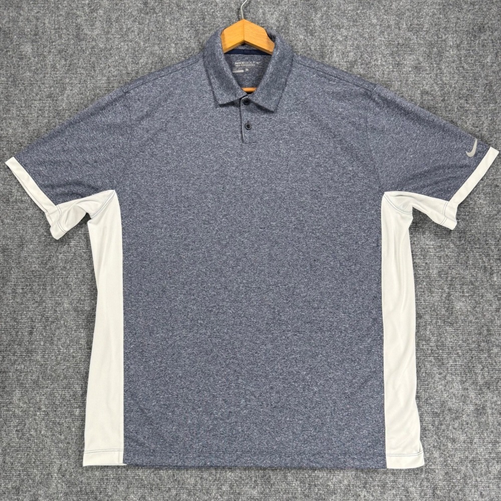 Nike Golf Men's XL Heather Blue White Tour Performance Dri-FIT Polo Shirt